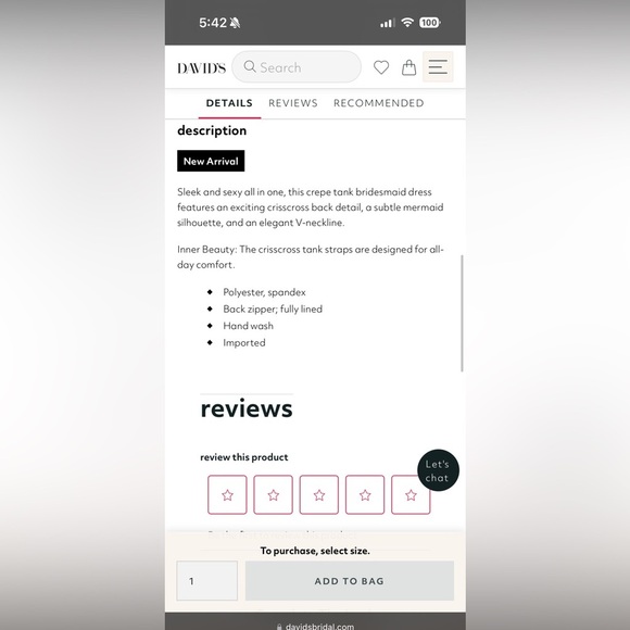 David’s Bridal Crepe V-Neck Cross-Back Mermaid Dress steel blue - Picture 4 of 5